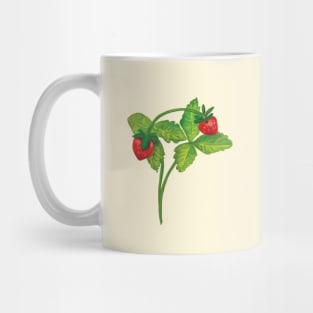 Wild strawberry (Fragaria vesca) - Illustration on beige background Mug